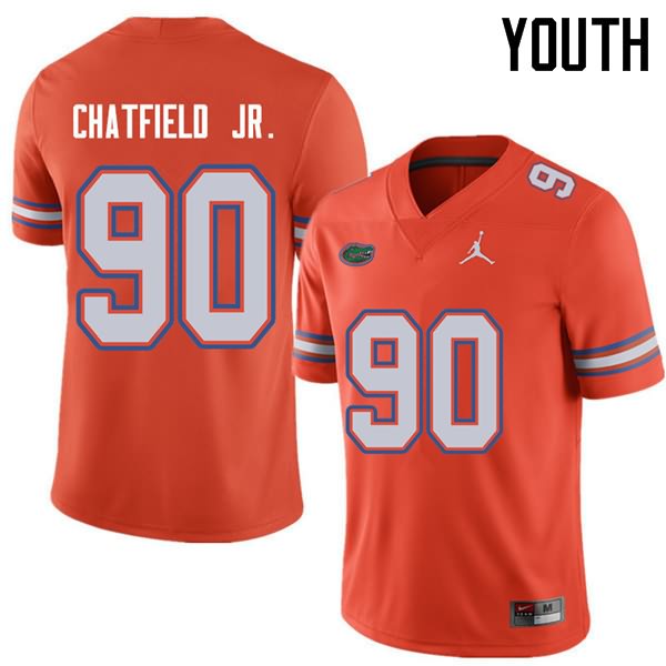 NCAA Florida Gators Andrew Chatfield Jr. Youth #90 Jordan Brand Orange Stitched Authentic College Football Jersey AKF6664JQ